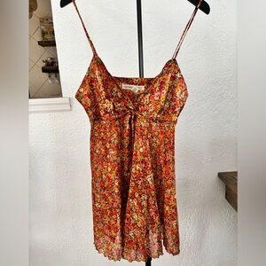 Victoria's Secret Red Multi Floral Tie-Front Camisole Slip